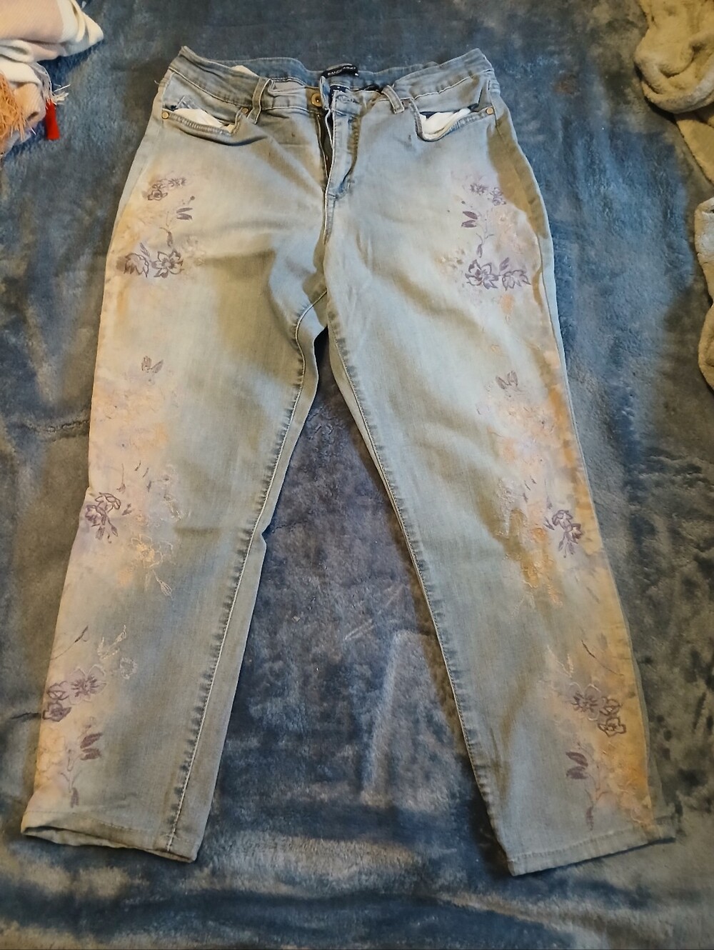 Bandolino Light Blue Denim Jeans with Purple & Peach Floral Print